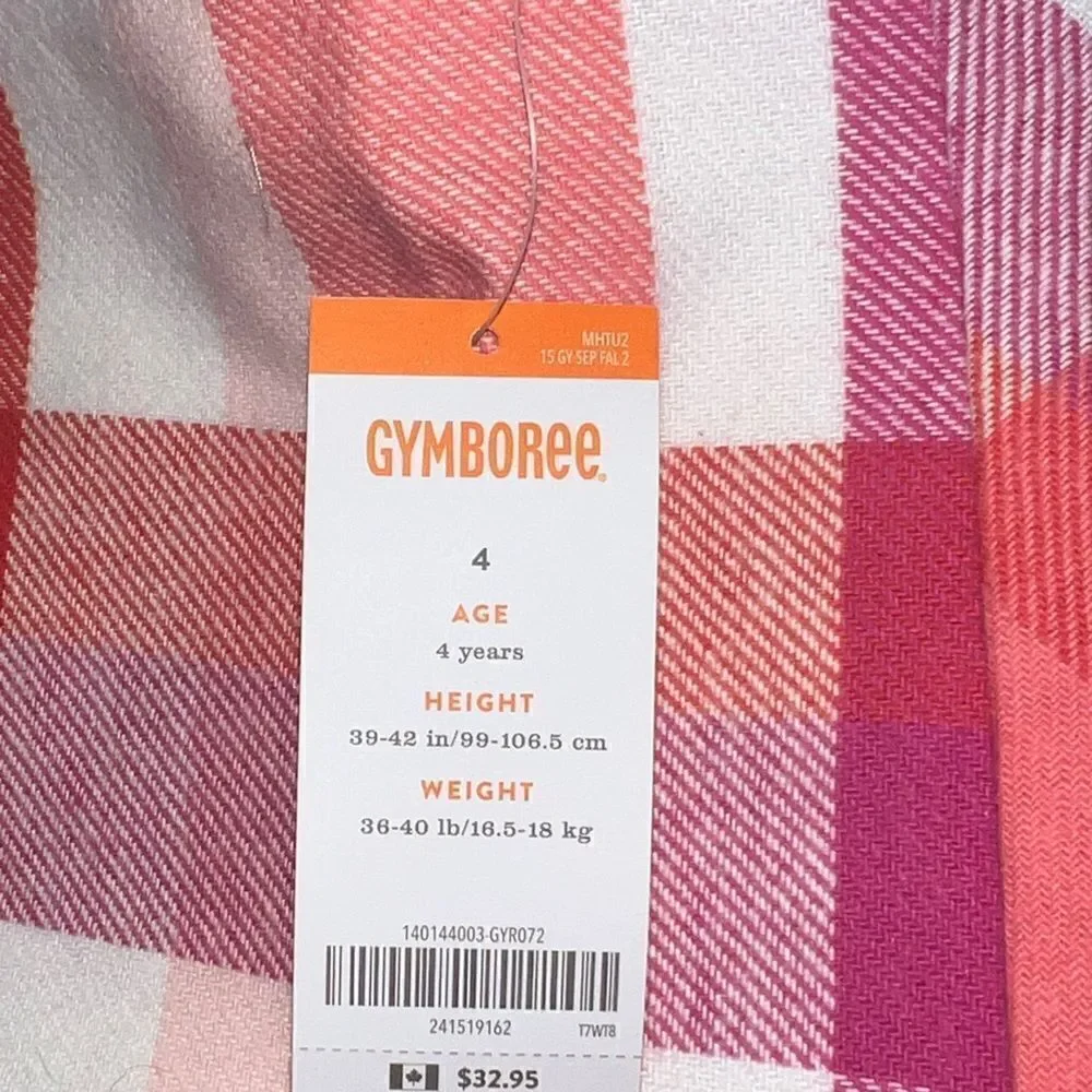 Gymboree Girls Woodland Wonder Fox Pink Orange White Plaid Skirt Size 4 NWT